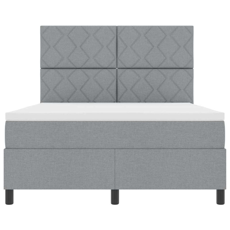 vidaXL Boxrugós ágy matracmal Világosszürke 140 x 190 cm szövet