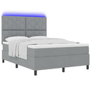 vidaXL Boxrugós ágy LED szalagokkal Világosszürke 140 x 190 cm szövet
