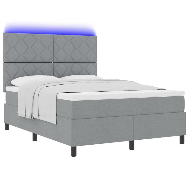 vidaXL Boxrugós ágy matracmal Világosszürke 140 x 190 cm szövet