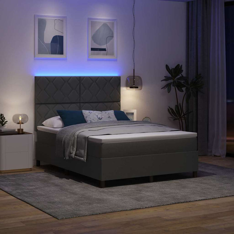vidaXL Boxrugós ágy matracmal Sötétszürke 140 x 190 cm szövet