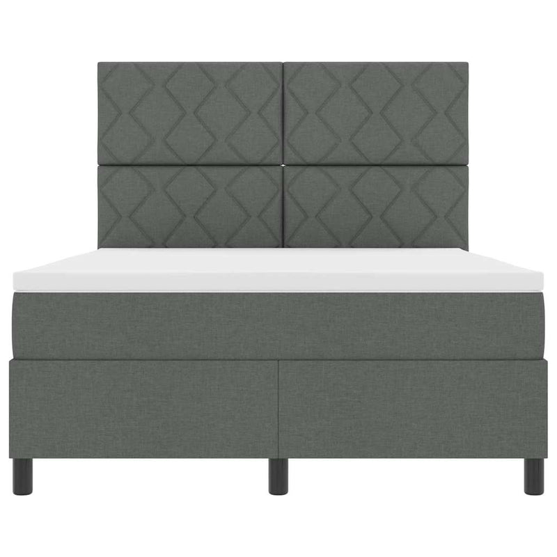vidaXL Boxrugós ágy matracmal Sötétszürke 140 x 190 cm szövet