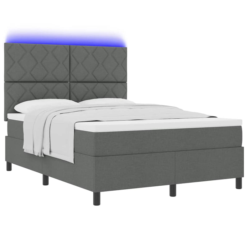 vidaXL Boxrugós ágy matracmal Sötétszürke 140 x 190 cm szövet
