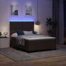 vidaXL Boxrugós ágy LED szalagokkal sötétbarna 140 x 190 cm szövet