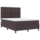 vidaXL Boxrugós ágy LED szalagokkal sötétbarna 140 x 190 cm szövet