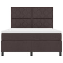 vidaXL Boxrugós ágy LED szalagokkal sötétbarna 140 x 190 cm szövet