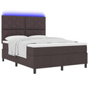 vidaXL Boxrugós ágy LED szalagokkal sötétbarna 140 x 190 cm szövet