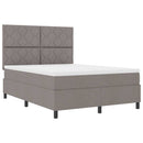vidaXL Boxrugós ágy LED szalagokkal Tópszínű 140 x 190 cm szövet