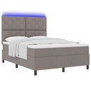 vidaXL Boxrugós ágy LED szalagokkal Tópszínű 140 x 190 cm szövet