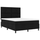 vidaXL Boxrugós ágy LED szalagokkal Fekete 140 x 200 cm szövet