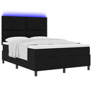 vidaXL Boxrugós ágy LED szalagokkal Fekete 140 x 200 cm szövet