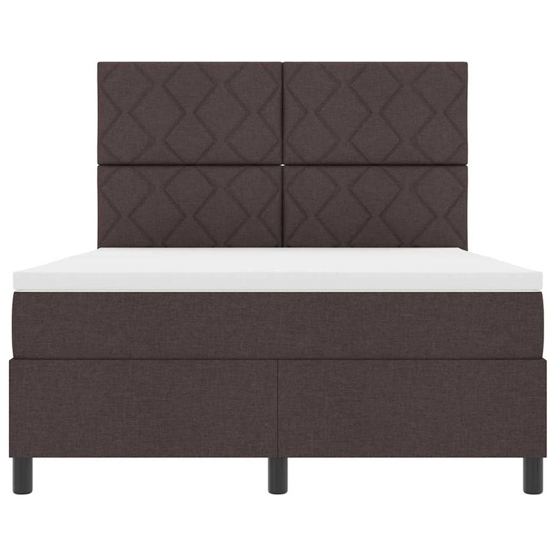 vidaXL Boxrugós ágy matracmal sötétbarna 140 x 200 cm szövet