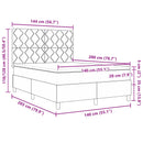 vidaXL Boxrugós ágy LED szalagokkal Kék 140 x 200 cm szövet