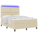 vidaXL Boxrugós ágy LED szalagokkal Krém 160 x 200 cm szövet
