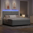 vidaXL Boxrugós ágy LED szalagokkal Világosszürke 180 x 200 cm szövet