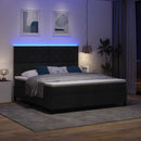 vidaXL Boxrugós ágy LED szalagokkal Fekete 180 x 200 cm szövet