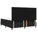 vidaXL Boxrugós ágy LED szalagokkal Fekete 180 x 200 cm szövet
