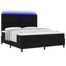 vidaXL Boxrugós ágy LED szalagokkal Fekete 180 x 200 cm szövet