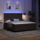 vidaXL Boxrugós ágy LED szalagokkal sötétbarna 180 x 200 cm szövet