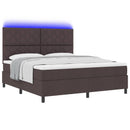 vidaXL Boxrugós ágy LED szalagokkal sötétbarna 180 x 200 cm szövet