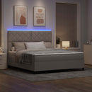vidaXL Boxrugós ágy LED szalagokkal Tópszínű 180 x 200 cm szövet