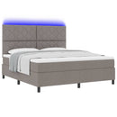 vidaXL Boxrugós ágy LED szalagokkal Tópszínű 180 x 200 cm szövet