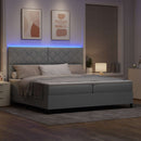 vidaXL Boxrugós ágy LED szalagokkal Világosszürke 200 x 200 cm szövet