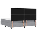 vidaXL Boxrugós ágy LED szalagokkal Világosszürke 200 x 200 cm szövet