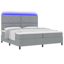 vidaXL Boxrugós ágy LED szalagokkal Világosszürke 200 x 200 cm szövet