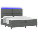 vidaXL Boxrugós ágy LED szalagokkal Sötétszürke 200 x 200 cm szövet