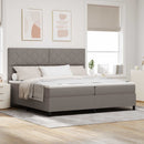 vidaXL Boxrugós ágy LED szalagokkal Tópszínű 200 x 200 cm szövet