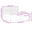 vidaXL Boxrugós ágy LED szalagokkal Tópszínű 200 x 200 cm szövet