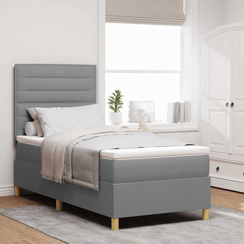 vidaXL Boxrugós ágy matracmal Világosszürke 80 x 200 cm szövet