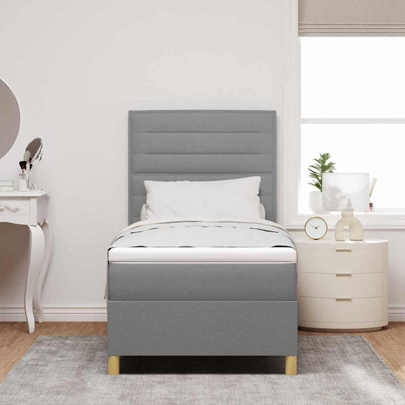 vidaXL Boxrugós ágy matracmal Világosszürke 80 x 200 cm szövet