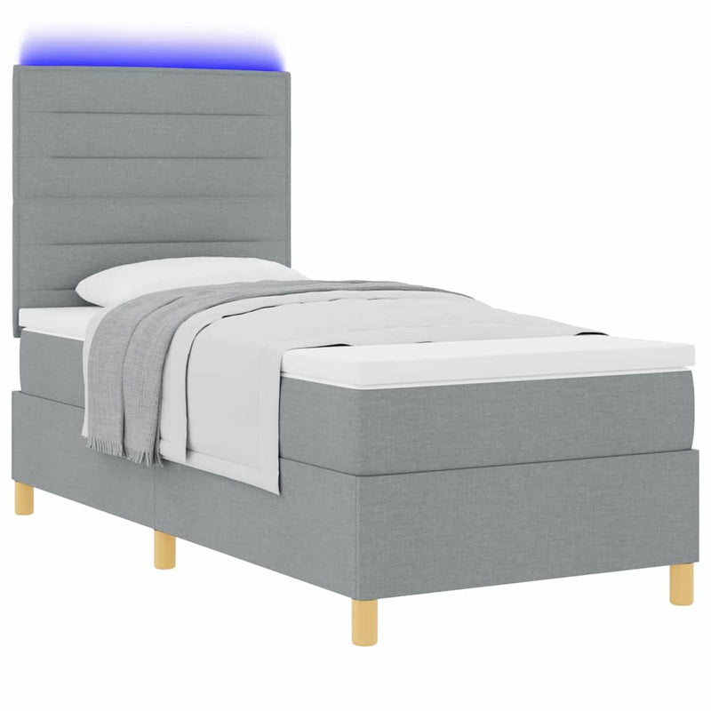 vidaXL Boxrugós ágy matracmal Világosszürke 80 x 200 cm szövet