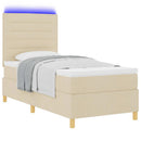 vidaXL LED Box Spring Ágy fejtámlával Krém 80 x 200 cm szövet