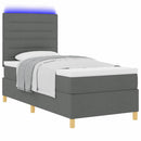 vidaXL LED Box Spring Ágy fejtámlával Sötétszürke 90 x 190 cm szövet