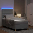 vidaXL LED Box Spring Ágy fejtámlával Világosszürke 90 x 200 cm szövet