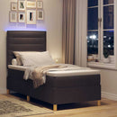vidaXL LED Box Spring Ágy fejtámlával Sötét Barna 90 x 200 cm szövet