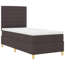 vidaXL LED Box Spring Ágy fejtámlával Sötét Barna 90 x 200 cm szövet