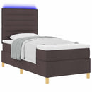 vidaXL LED Box Spring Ágy fejtámlával Sötét Barna 90 x 200 cm szövet