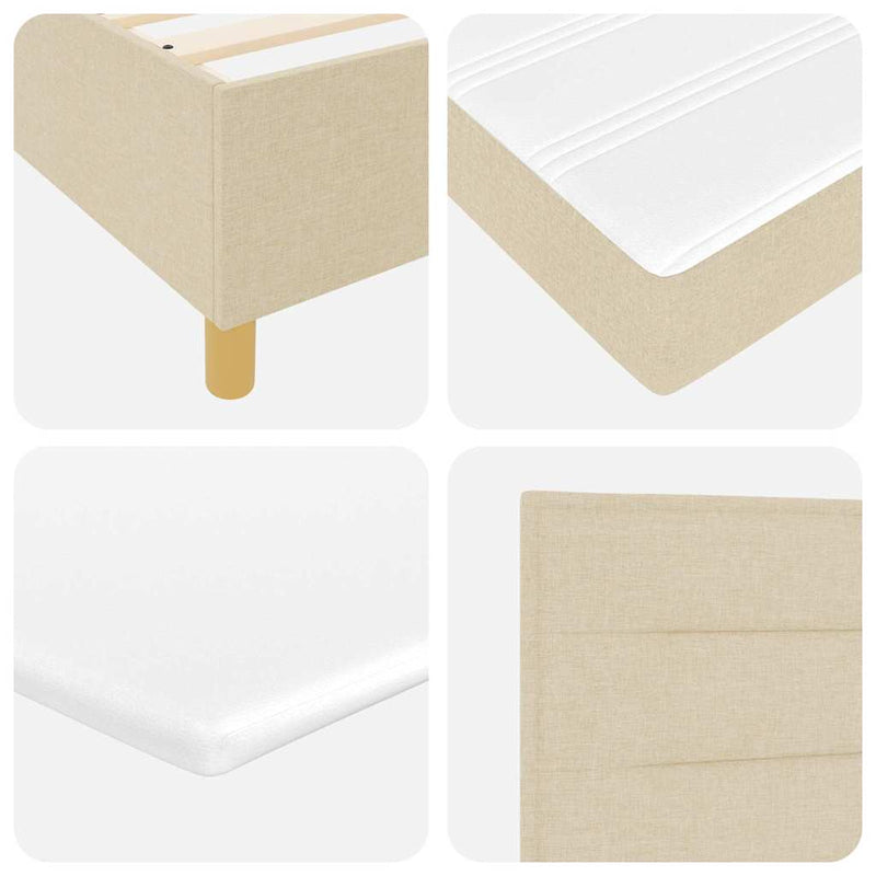 vidaXL Boxrugós ágy matracmal fejtámlával Krém 100 x 200 cm szövet