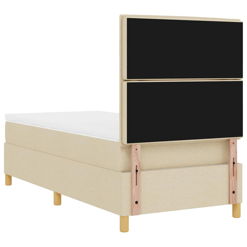 vidaXL Boxrugós ágy matracmal fejtámlával Krém 100 x 200 cm szövet