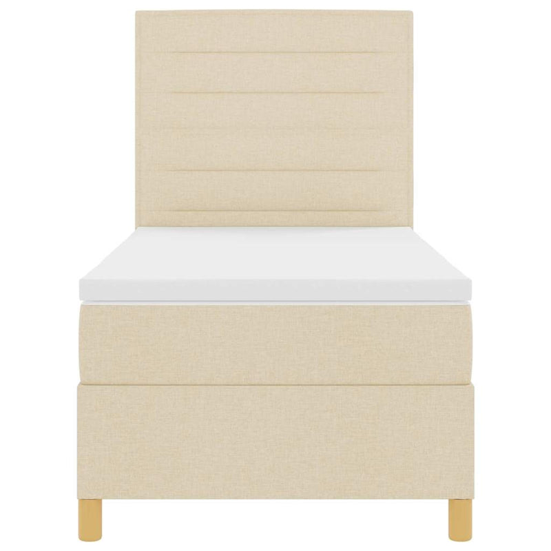 vidaXL Boxrugós ágy matracmal fejtámlával Krém 100 x 200 cm szövet