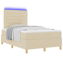 vidaXL LED Box Spring Ágy fejtámlával Krém 120 x 190 cm szövet