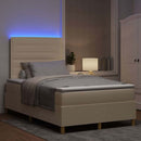 vidaXL LED Box Spring Ágy fejtámlával Krém 120 x 200 cm szövet