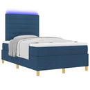 vidaXL LED Box Spring Ágy fejtámlával Kék 120 x 200 cm szövet