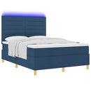 vidaXL LED Box Spring Ágy fejtámlával Kék 140 x 190 cm szövet