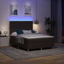 vidaXL LED Box Spring Ágy fejtámlával Sötét Barna 140 x 200 cm szövet