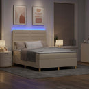 vidaXL LED Box Spring Ágy fejtámlával Krém 140 x 200 cm szövet