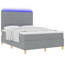 vidaXL LED Box Spring Ágy Világosszürke 160 x 200 cm szövet